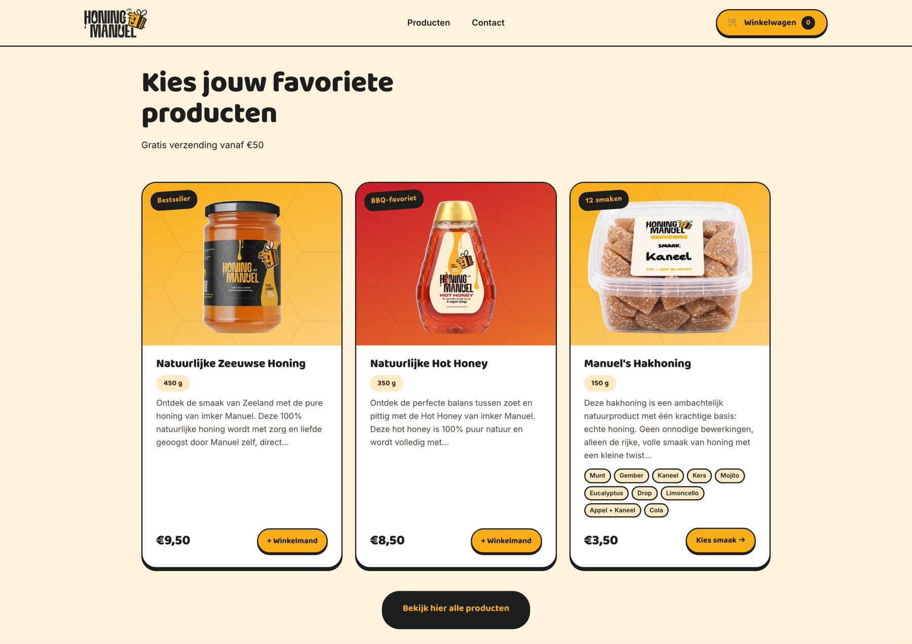 Het productoverzicht van Honing van Manuel