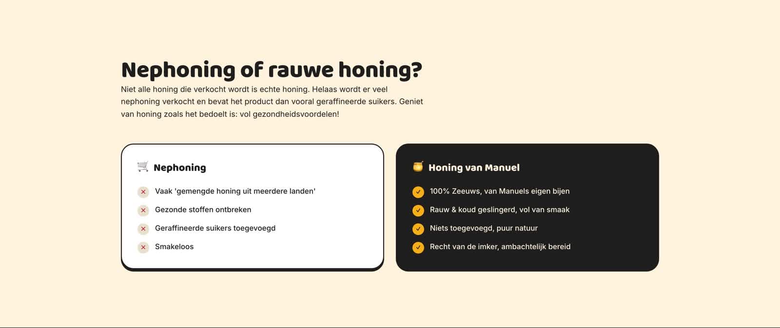 De vergelijking tussen rauwe honing en fabriekshoning
