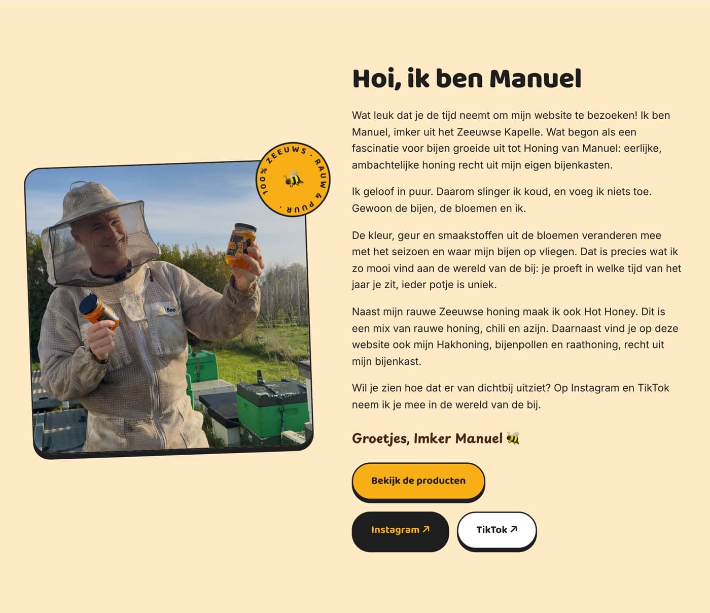 Productkaart en het verhaal van imker Manuel
