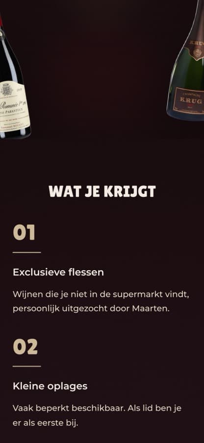 Maarten Kookt op een telefoon: home, recepten en de wijnclub