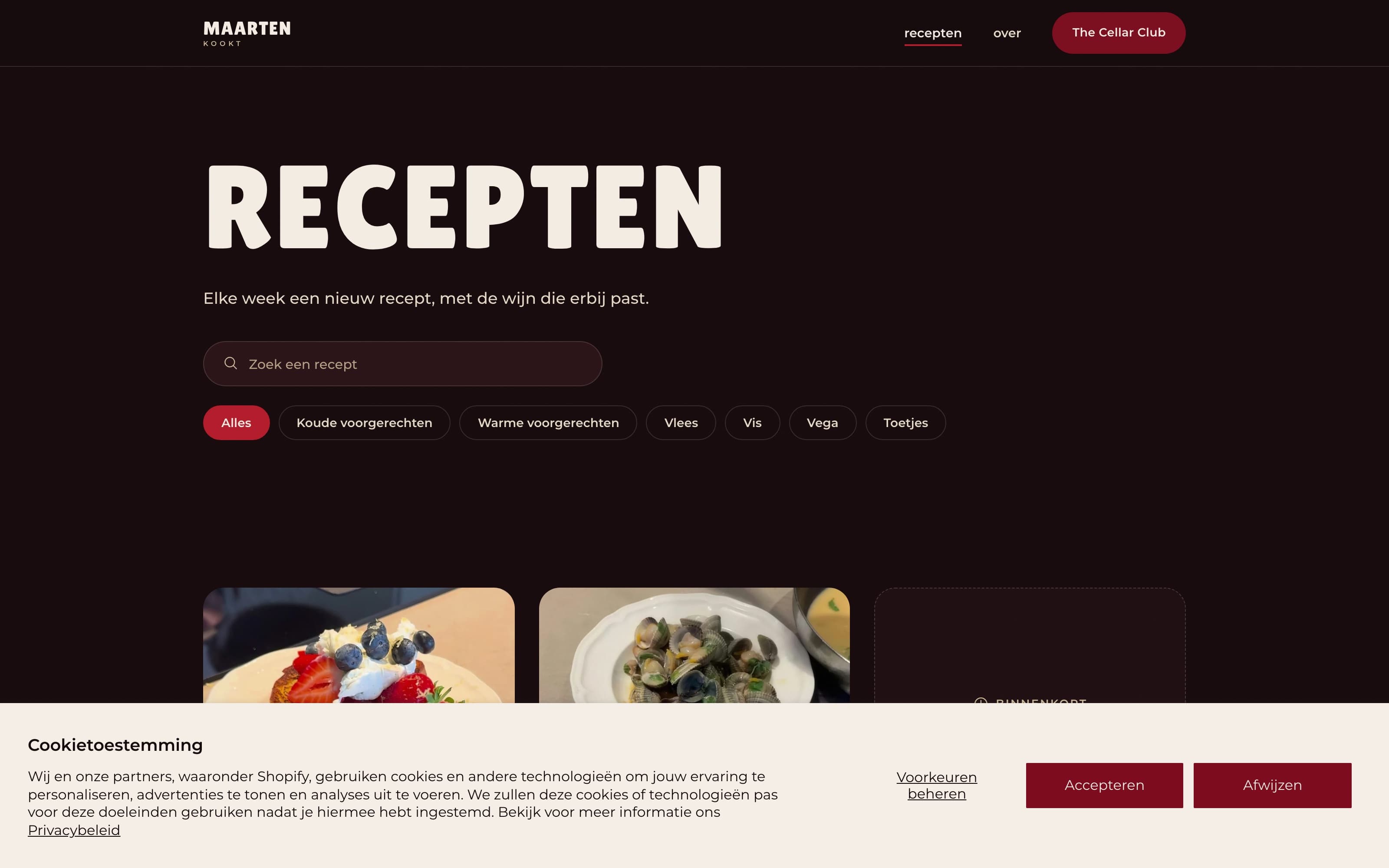 Het receptenoverzicht van Maarten Kookt
