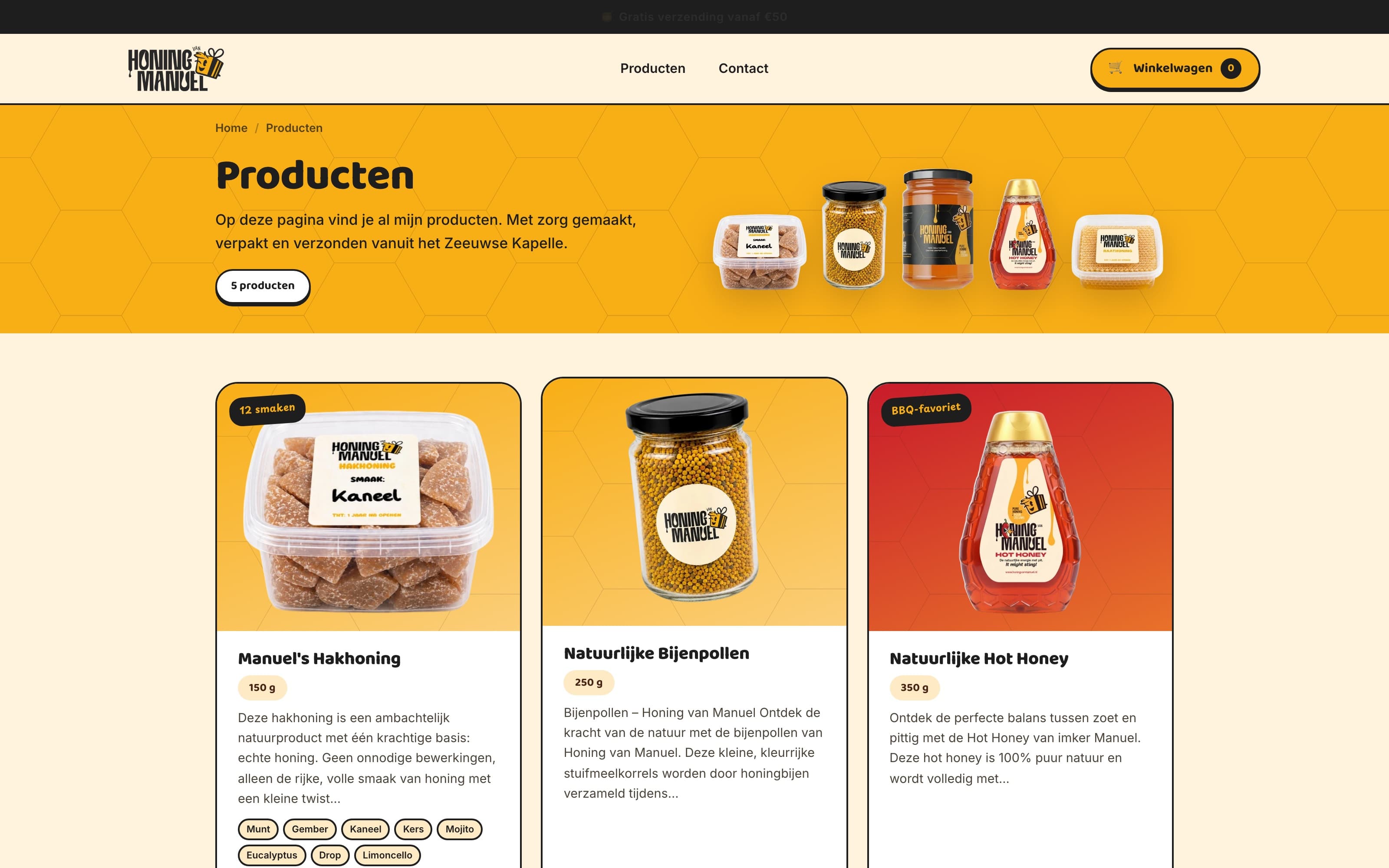 Het productoverzicht van Honing van Manuel